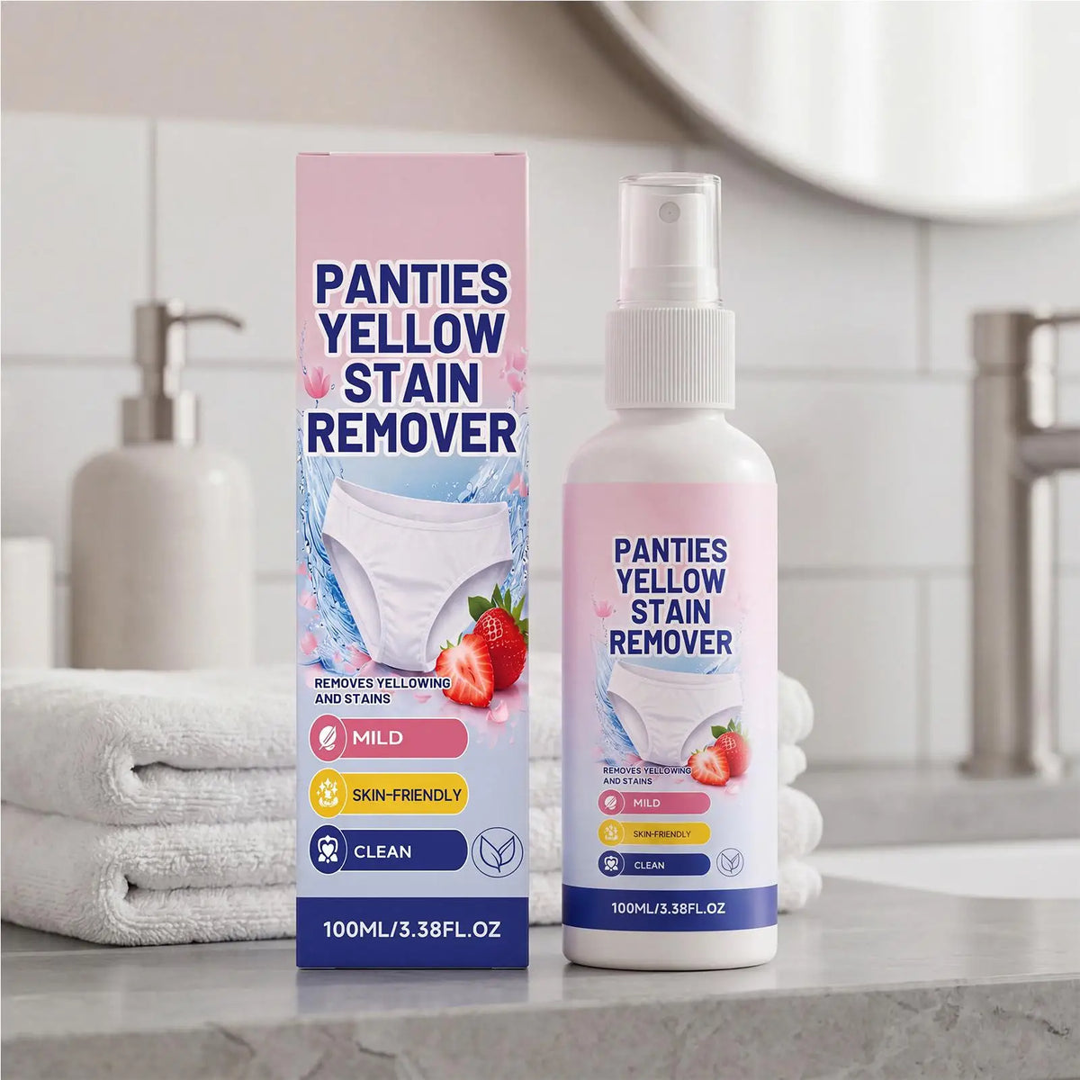 Underwear Stain Remover Spray 100ml Blood Secretion Yellow Spot Cleaner Gentle Skin Safe No Scrub Laundry Detergent for Lingerie