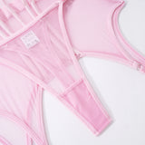 MUZISKAT Mesh  Lingerie Luxury Brand Bodysuit Backless Tops for Women 3 Piece Lingerie Set with Garter Sexydresses for Women