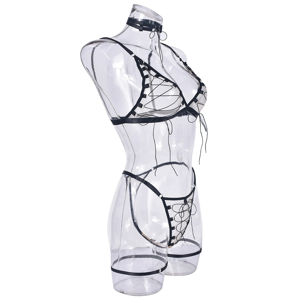 Ellolace Tempted Women's Lingerie Sets Erotic Bra Thong Leg Straps Delicate Sheer Outfit Sensual Intimate Sexy Women's Underwear