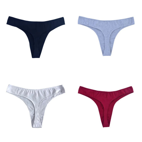 4Pcs/Set Cotton Thongs Women Low Rise Panties G-String Female Underpants Seamless Underwear Sexy Lingerie Intimates M-XL