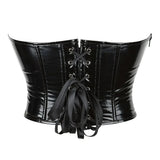 Black Shiny PVC Bustier Faux Leather Corset Crop Top Body Shaper Women Sexy Corselet Vest Plus Size