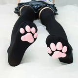 1 Pair 3D Cat Paw Meat Pad Knee High Socks, Home Floor Socks,Creative Funny Socks For Girls