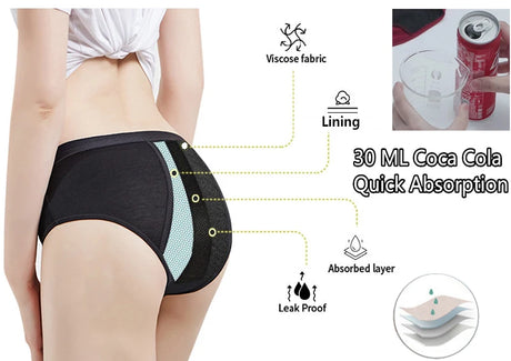 4-Layer Absorbent Leakproof Menstrual Panties For Women Period Heavy Flow Physiological Pants Plus Size Cotton Postpartum Briefs