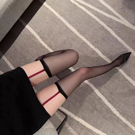 French Style garter Bodystockings Luxury Thigh High Socks Sheer Silk Tights Women's Formal Wear Breathable One-piece Pantyhose
