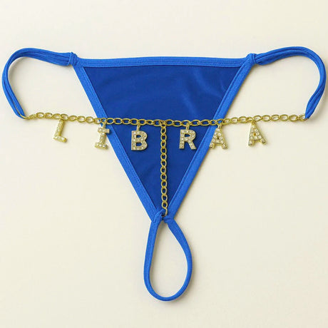 Custom Chain Thong With Name Letters Shiny String Hotwife Gifts Customized Lingerie Lace Panties String Name Personalized Gift