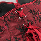 Women's Lace Corset Top Strapless Burgundy Black Molded Cup Back Lace-Up Waist Cincher Push-Up Bustier