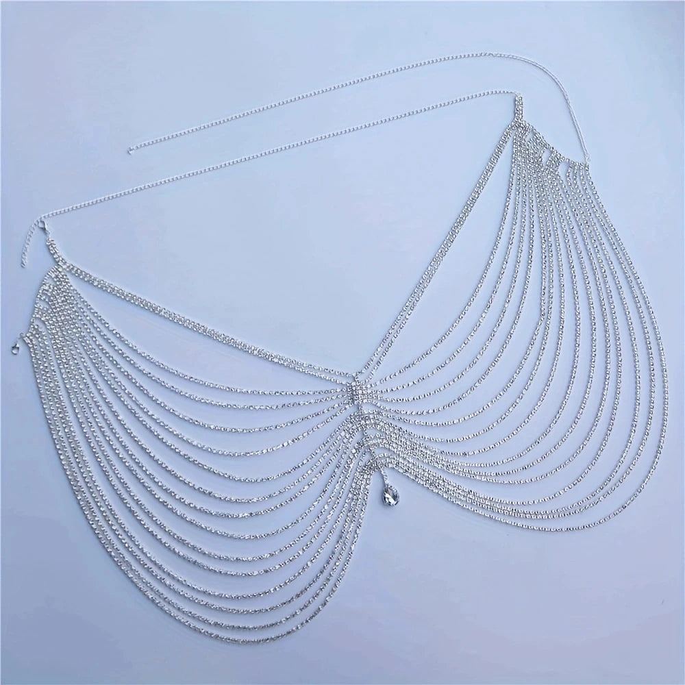 Sexy Shiny Tassel Crystal Waist Chain Women's Jewelry Fashion Luxury Nightclub Bridal Party Water Drop Pendant Body Chain