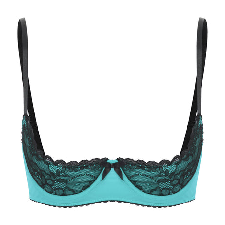 Women Sexy Open Cups Bra Exposed Nipples Lingerie Tops Adjustable Straps Underwire Lace Push Up Brassiere Underwear Nightwear
