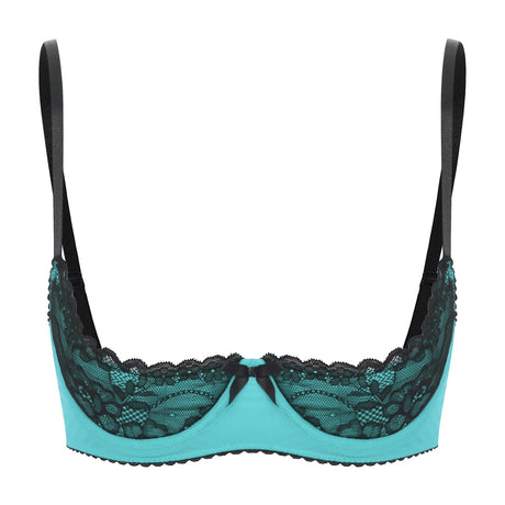 Women Sexy Open Cups Bra Exposed Nipples Lingerie Tops Adjustable Straps Underwire Lace Push Up Brassiere Underwear Nightwear