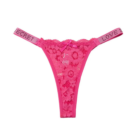 Lingerie Crystal Lace Flower Panties Cotton Crotch Embroidery Seamless Thong Underpants Low-waist Bikini Underwear Women Gifts