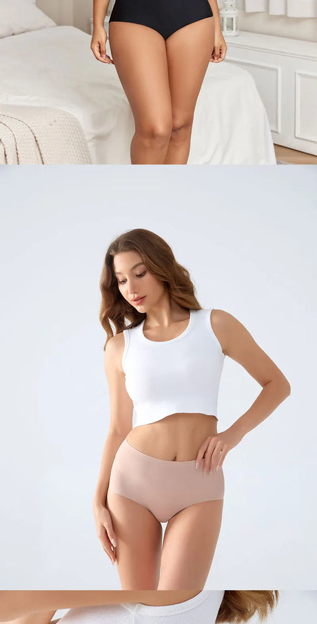 FINETOO 5Pcs Women's Panties Seamless Underwear Invisibles Briefs High Waist Full Coverage Breathable Moisture Wicking Underpant