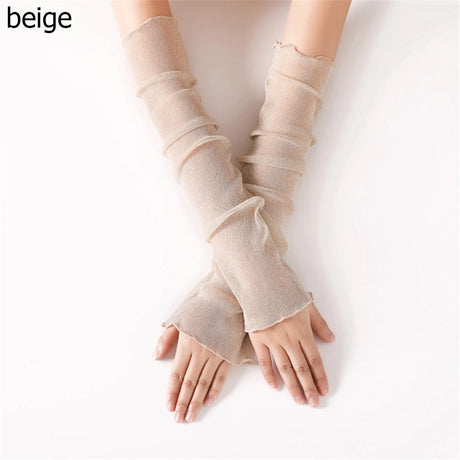 Cycling Bike Thin Arm Warmers Breathable Sunscreen Long-Sleeved Sun Protection Sleeves Driving Gloves Mesh Lace Gloves