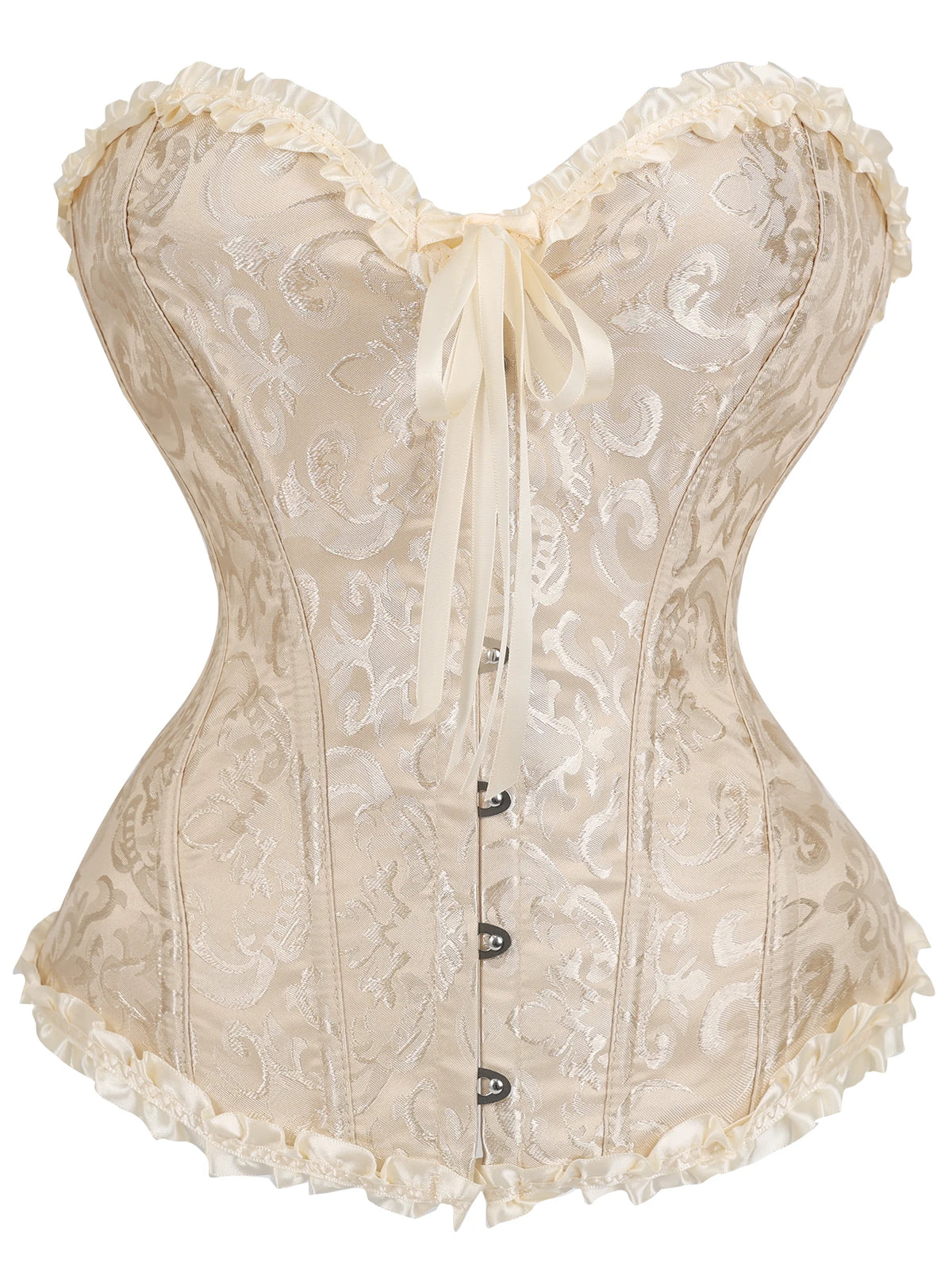 Women Bustier Corset Victorian Gothic Jacquard Front Busk Waist Cincher Halloween Party Wear
