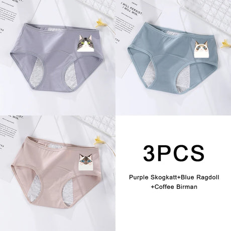 3PCS/set Women's menstrual briefs large flow postpartum water absorption leakproof briefs women's pure cotton menstrual briefs