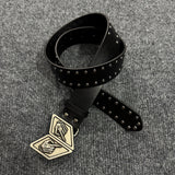 Anime Cosplay Rivet Faux‑Leather Waist Belt Unique Gesture‑shaped Metal Buckle Decor Unisex Punk Trouser Strap Fashion Accessory