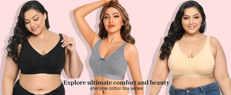 Sheroine Plus Size Women Wireless Bras Full Coverage Soft Seamless Underwear Breathable Lingerie Non-Padded Comfort Bra