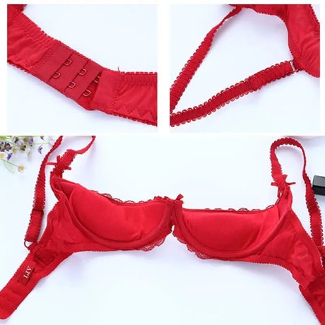 Women's Balconette Bra 1/4 Cup Padded Push Up Bra Lingerie Underwire Sex Lace Underwire Bra Shelf Bra Brassiere Gifts
