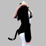 SENMHS Original Japanese Sweet Lolita Cat Girl Cosplay Set Women Kawaii Cat Paw Bikini with Hooded Bodysuit Photo Shoot Hallowee