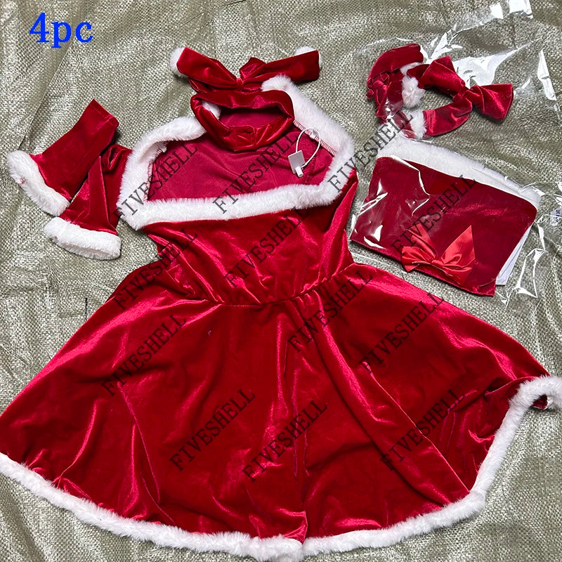 Christmas Women Dress Xmas Sexy Lady Santa Claus Cosplay Costume Sexy Lingerie Winter Red Dress Bunny Cosplay Girls Uniform