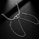 Sexy Double Heart Nipple Chain Necklace for Women Bikini Lingerie Festival Clothing Rhinestone Chest Chain Nightclub Jewelry