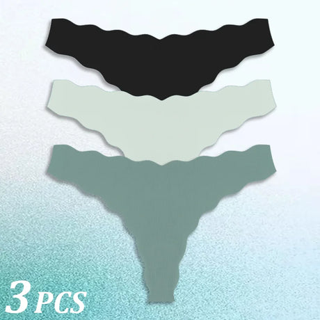 3PCS Women Seamless Panties Wavy Design Ultra-thin Panties Women Ice Silk Underwear Sexy Panty Low Waist G-string Female Solid