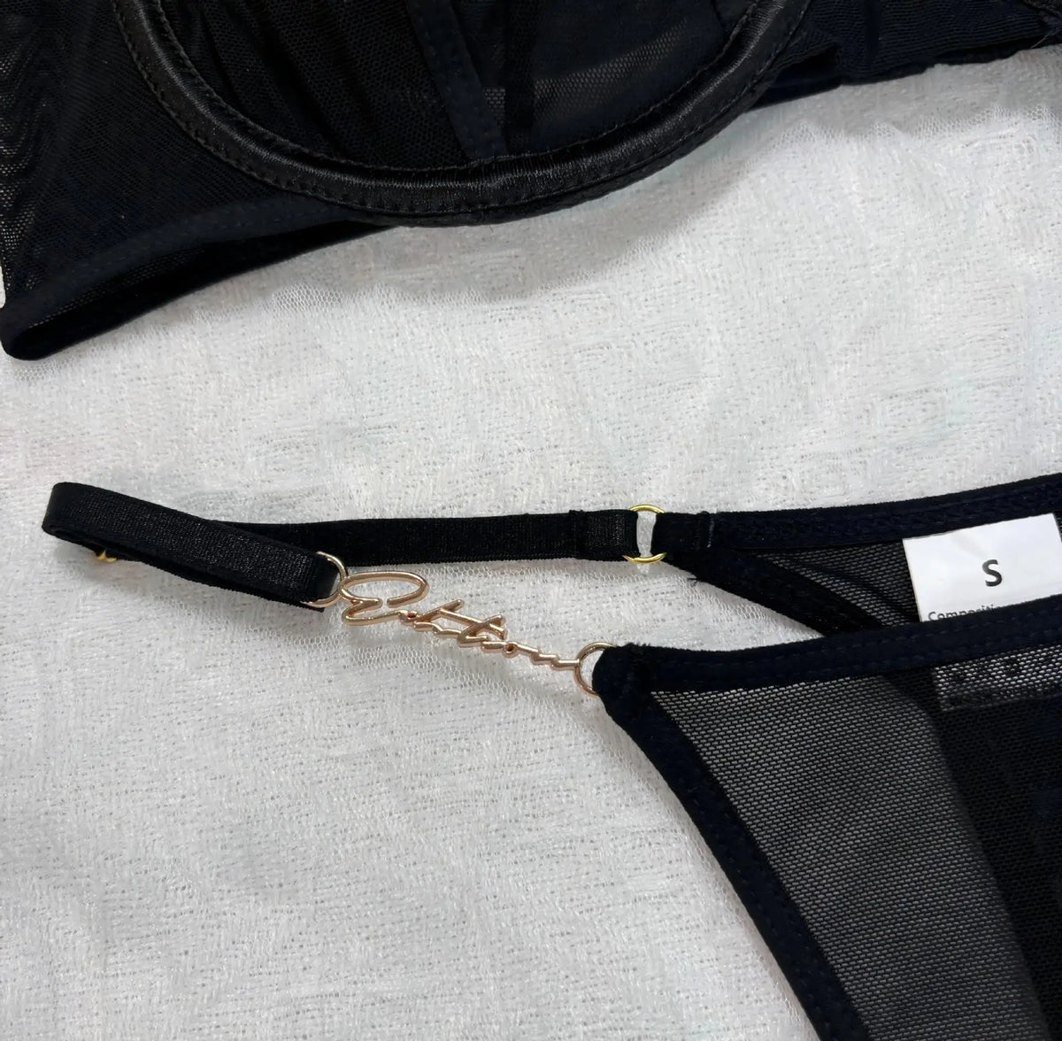 Tornova Erotic Lingerie New Mesh See-through Sexy Hollow Chest + Metal Decoration with Gloves and Stockings Sexy Underwear Set