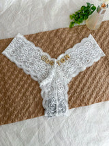 Personalized Text Custom Thong Customization Name Crystal Letters Panties Sexy Lace Underpants for Woman Wife Girlfriend Gift