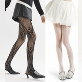 Cute Lolita Tights Women Sexy Lace Floral Thigh High Stockings Pantyhose Lingerie Hosiery Mesh Fishnet Stockings Women Tights