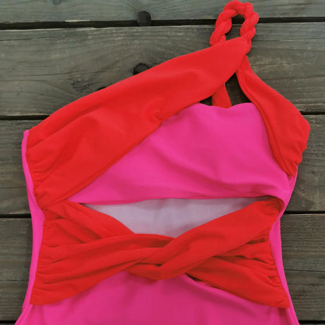 Sexy One Piece Swimsuit One Shoulder Solid Cut Out Monokini Pattern Women's Swimwear Slimming Bodysuit Women Beachwear 2022