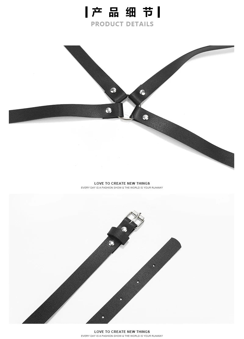 18 Leather Bondage Sleepwear Open Crotch Porn PU Garter Belt Lingerie Metal Chain Women Hot Babydoll Dress Strap Leg Sexy Briefs
