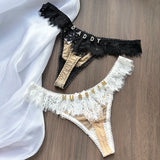 Lady Personalized Custom Thongs Name Crystal Letter T-back Tanga Sexy Women Lace Customized G-String Name Underwear Panties