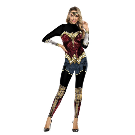 Zawaland Justice Wonder Costume Woman Cosplay Movie Bodysuit Party Sexy Jumpsuit Superwoman Stage Performance Zentai Outfits