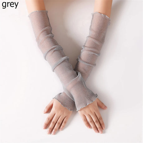 Cycling Bike Thin Arm Warmers Breathable Sunscreen Long-Sleeved Sun Protection Sleeves Driving Gloves Mesh Lace Gloves