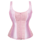 Gothic Corset Top With Straps Sexy Floral Zipper Brocade Overbust Lingerie Burlesque Body Shaper Lace Up Bustier Plus Size