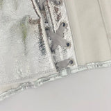 Women's Silver Metallic Strapless Corset Bustier Front Hook Back Lace-Up Waist Cincher Party Top