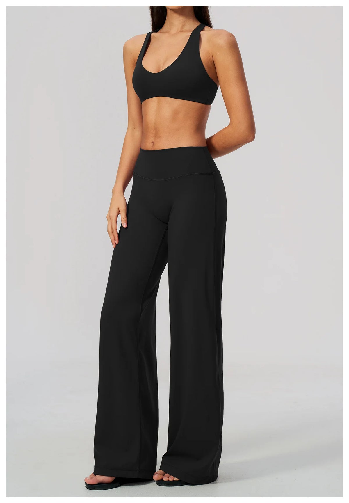 Women's 2/3Pcs Yoga Set Zip Jacket Sports Bra Cross Back Wide Leg Flare Pants Push Up Gym Set Workout Running Fitness Activewear