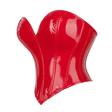 Black Shiny PVC Bustier Faux Leather Corset Crop Top Body Shaper Women Sexy Corselet Vest Plus Size
