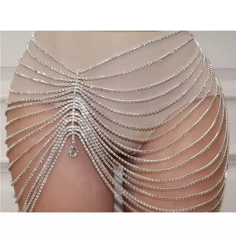 Sexy Shiny Tassel Crystal Waist Chain Women's Jewelry Fashion Luxury Nightclub Bridal Party Water Drop Pendant Body Chain
