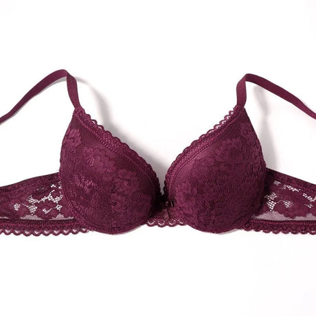 Beauwear 75 80 85 B C Cup Women's 3/4 Cup Plunge Bras Sexy Lace Solid Color Thin Mold Cup Bra Unlined Underwire Bralette 