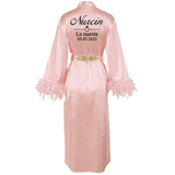 Customized Bathrobe for Women Personalized Name And Date Robe Add Any Text Gown for Bridal Party Feather Bride Robes