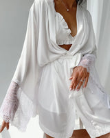 Pajama Sets Patchwork Lace Robe Sets With Bra Satin Sexy Underwear Set Woman 3 Pieces Sleepwear Sets Bathrobes 2023 Nightwear