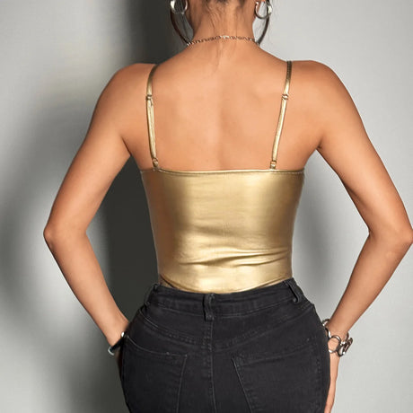 Sleeveless Spaghetti Strap Summer Sequin Underwire Satin Bodysuit Women 2026 Streetwear Sexy Club Outfits One-piece Body Top