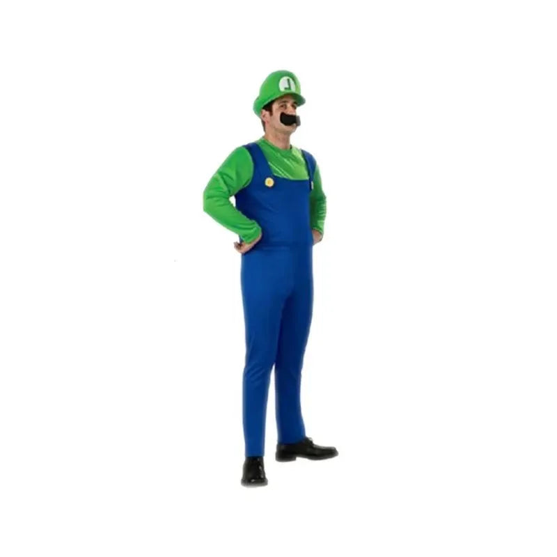 Game Luigi Brothers Uniform Set Cosplay Costumes Funny Anime Adult Men Jumpsuit Woman Dress Halloween Costume