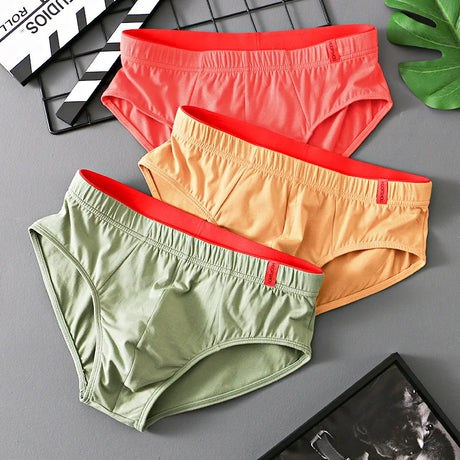1/3 PCS Solid Cotton Briefs Men's Convex Pouch Panties Youth Fasion Low Rise Breathable Men's Comfortable Underwear Solid Color