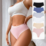 6 Pack Women's High Waisted Thong Cotton Underwear Ribbed Soft Breathable Panties Soft Stretch Intimates Sexy Lingerie S-XL