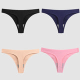WarmSteps 4PCS/Set Sexy Women Panties Silk Satin Female Thongs Lingerie Soft Cozy Underwear Hot G-Strings Seamless Sports T-Back