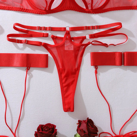 Diccvicc Transparent Mesh Lingerie Bandage Bra Fancy Cut Out Panty Set with Gloves Naked Women Sexy Underwear Uncensored Outfits