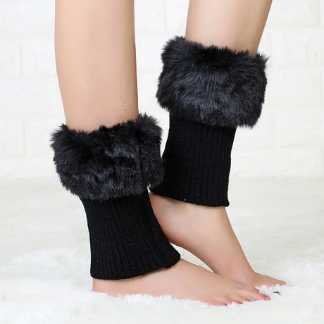 Women's Winter New Average Size Short Flip Flop Fur Warm Socks Boot Covers Knitted Wool Leg Warmers Breathable Anti-friction