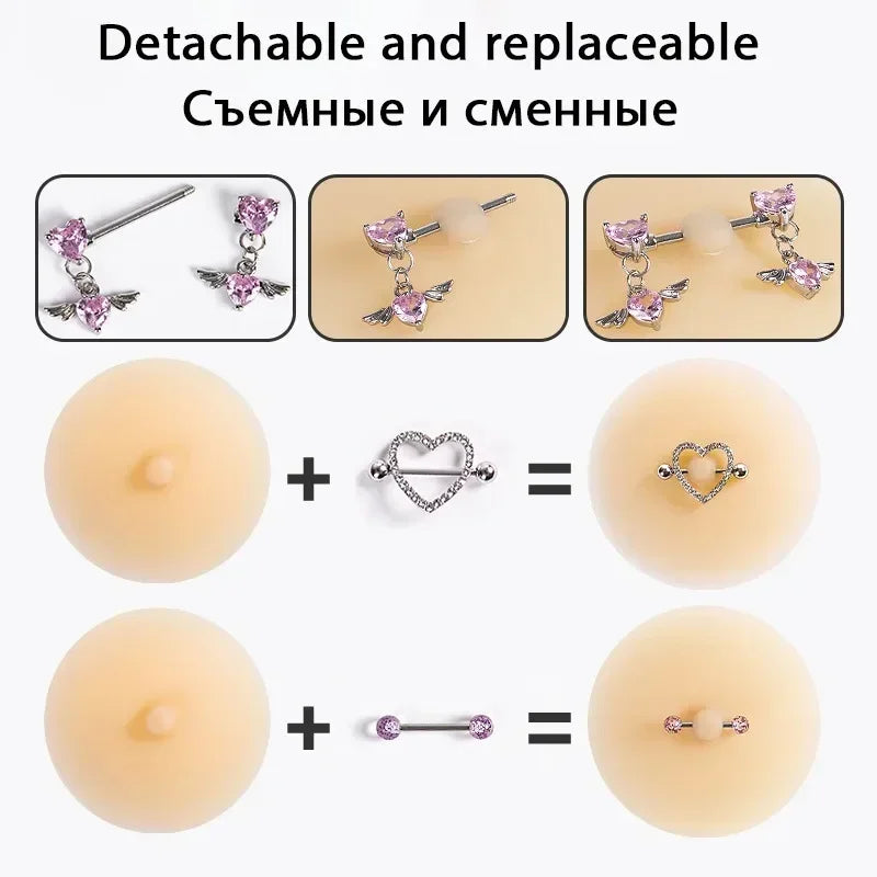 Tornova Solid State Rubber Nipple Patch Invisible and Traceless Solid Chest Patch Women's Sexy Breast Patch Nipple Decoration