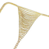 A set of women's sexy shiny rhinestone bra chain waist chain fashionable party crystal bikini set